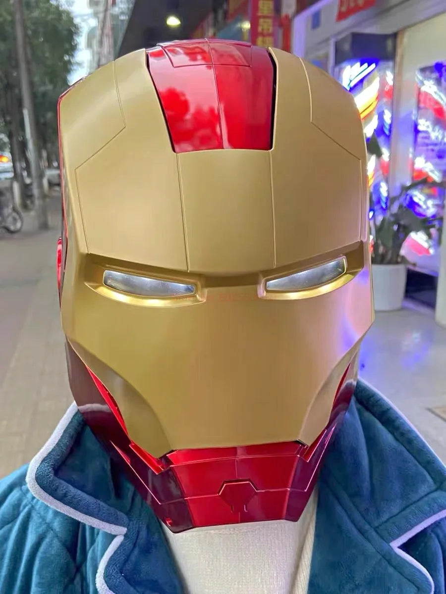 In Stock New Marvel Avengers Iron Man Helmet Cosplay 1:1 Light Led Ironman Mask Pvc Action Figure Toys Child Adult Gift