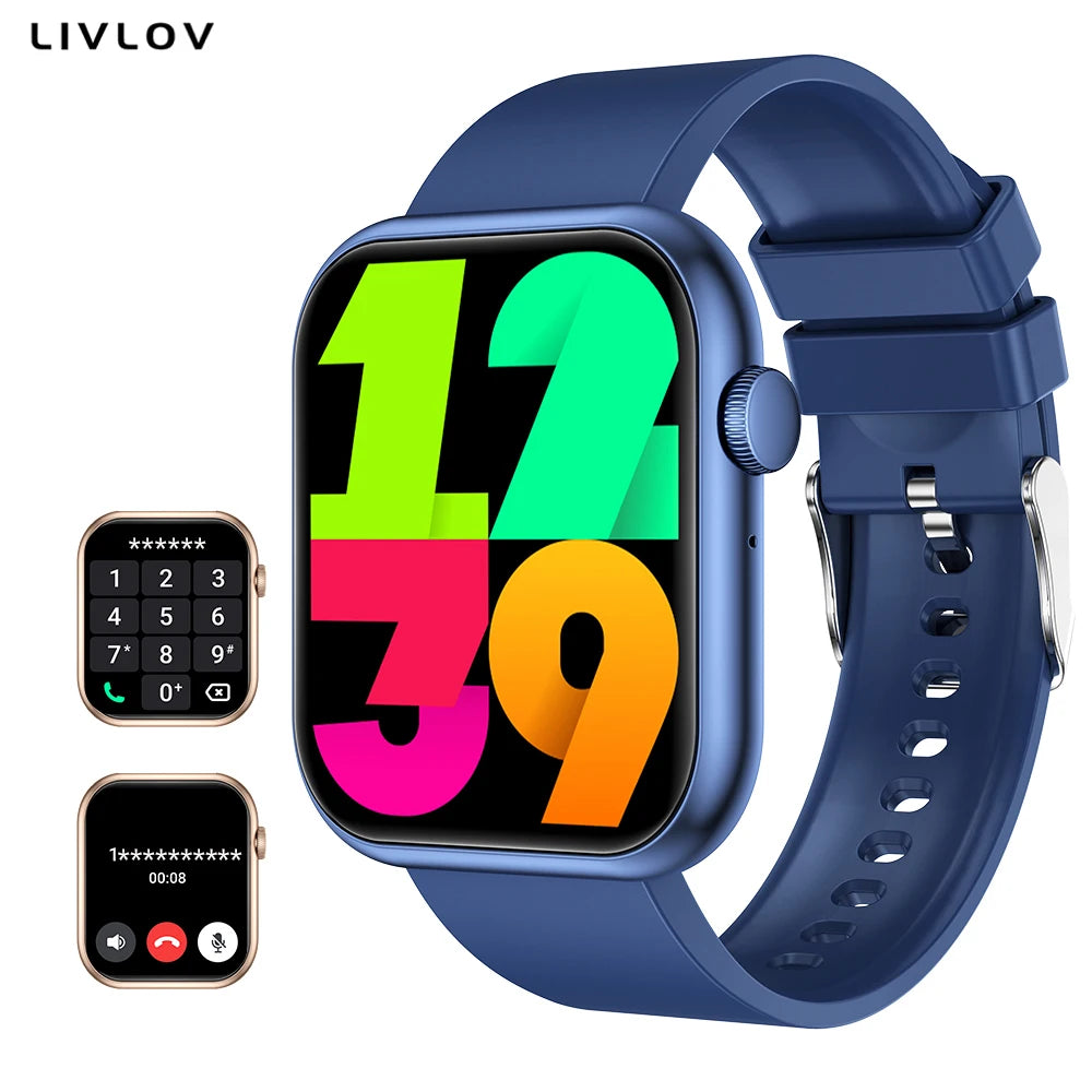 AI Voice Assistant Smart Watch, 2.0'' HD Screen Fitness Tracker with Temp Check/ Breathing Exercise/ Flashlight/ 100+Sports
