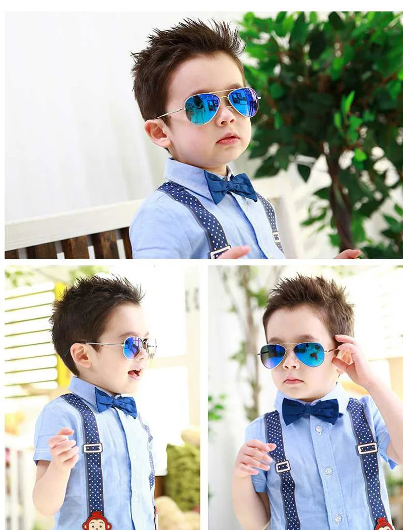 Fashion Brand Child Sunglasses Mirror Glasses Metal Pilot Sunglasses for Girl Boy Kids Sunglasses Children Glasses Goggles