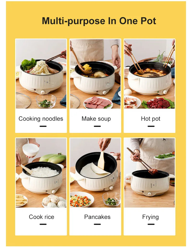 Multi Cooker Multifunctional Electric Pan Non-stick Cookware Rice Cooker Multi Ramen Soup Hotpot for Dormitory Kitchen 220V EU