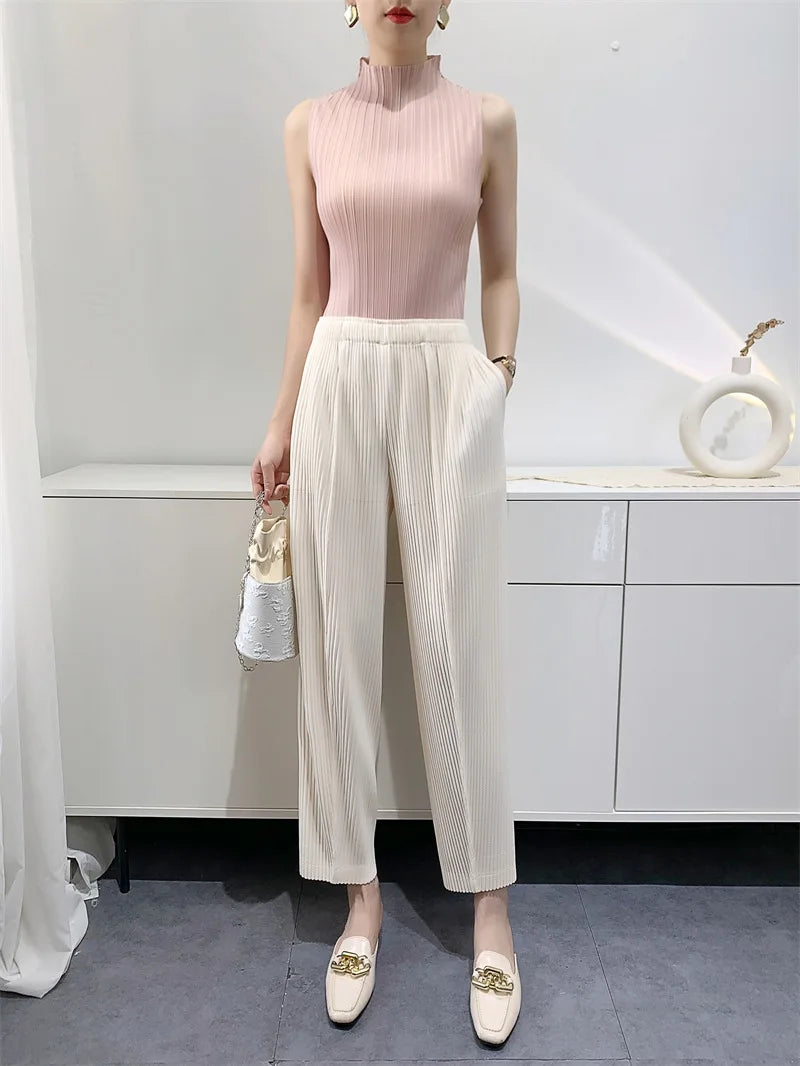 YUDX Miyake Pleated Pants Women's Thickened Fabric Loose Slim Comfortable Casual Pleated Pants 2024 Early Spring New