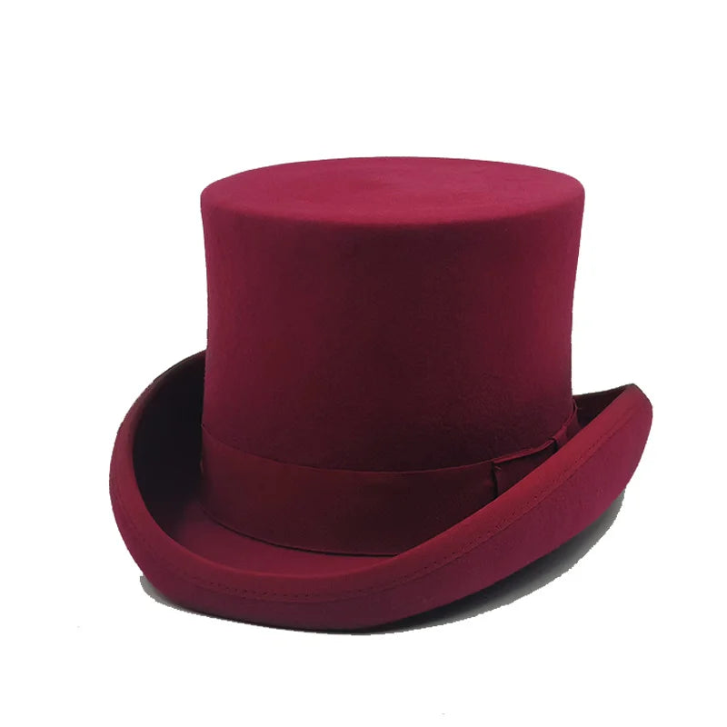 Fedoras Wool Magic high hat British black jazz top hat male court gentleman flat felt hat Webbing sombrero de copa británico