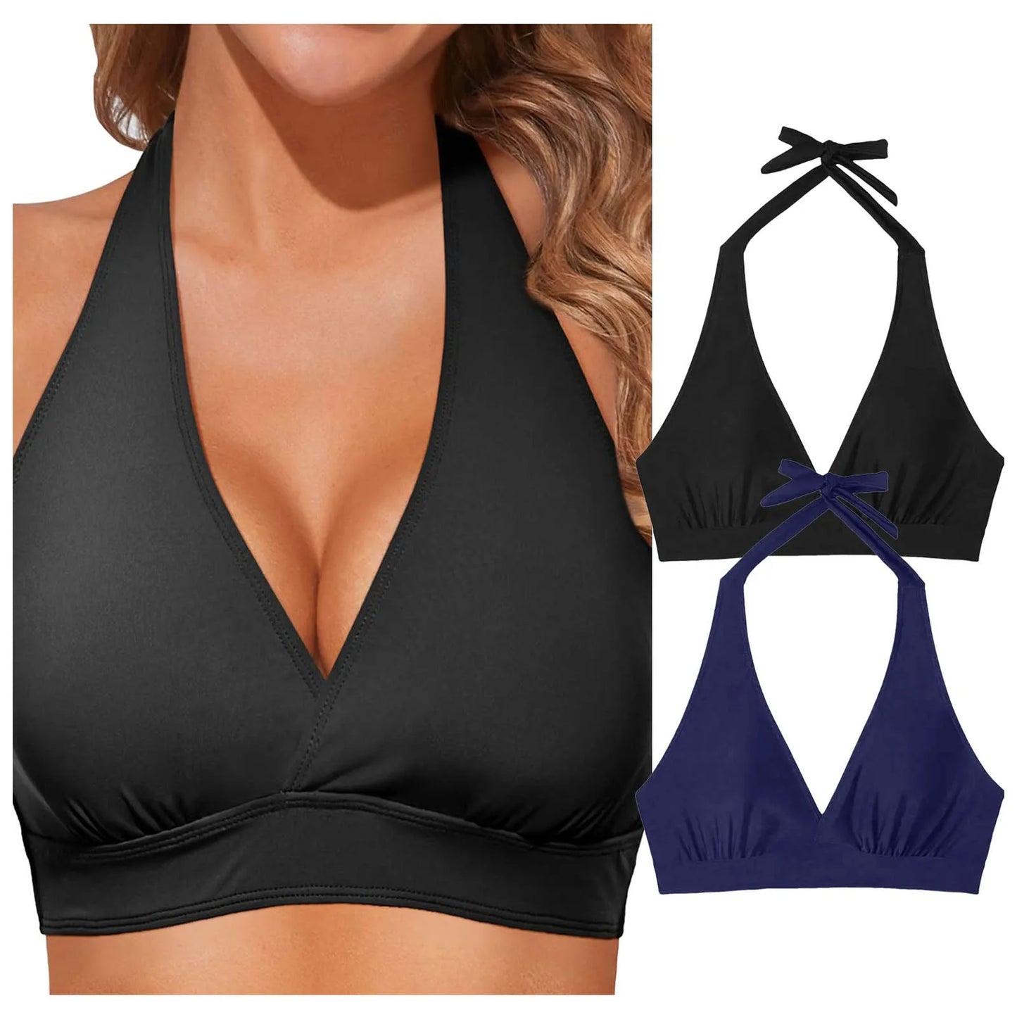 Women Halter Neck Bikini Top Push Up Padded Swimsuit Top Womens Skirted Swimsuit Bottoms Swim Tops For Women Beach Swimwear