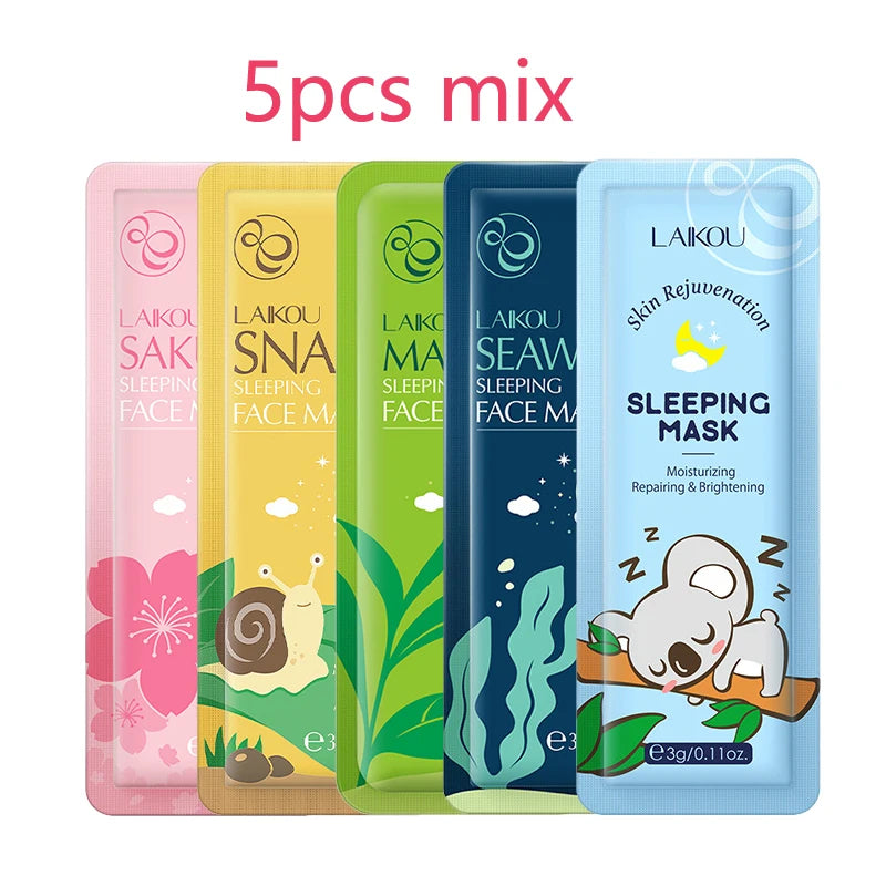 LAIKOU Sakura Seaweed Face Mask Skincare Centella Snail Collagen Facial Mask Sleeping Masks Beauty Korean Skin Care Products