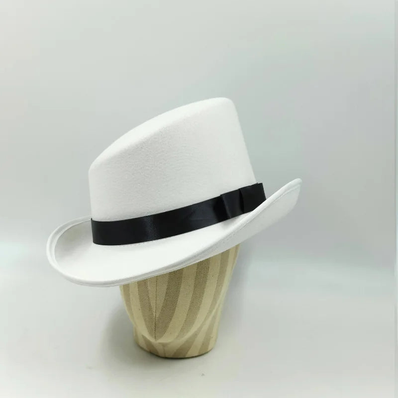 Fedoras Wool Magic high hat British black jazz top hat male court gentleman flat felt hat Webbing sombrero de copa británico