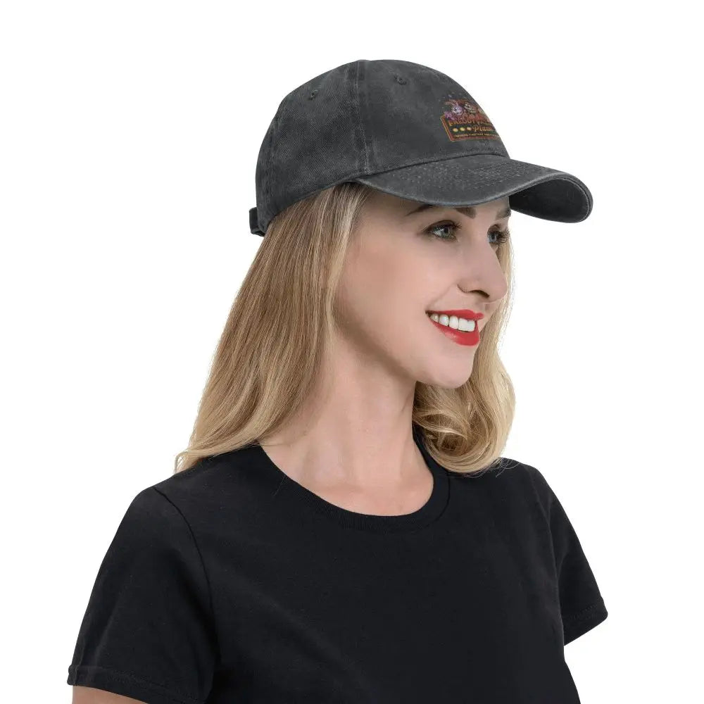 Pizza 1983 FNAF-Freddyy Five-Nights Men Women Baseball Cap Bear Gamer Halloween Distressed Cotton Hats Vintage Headwear