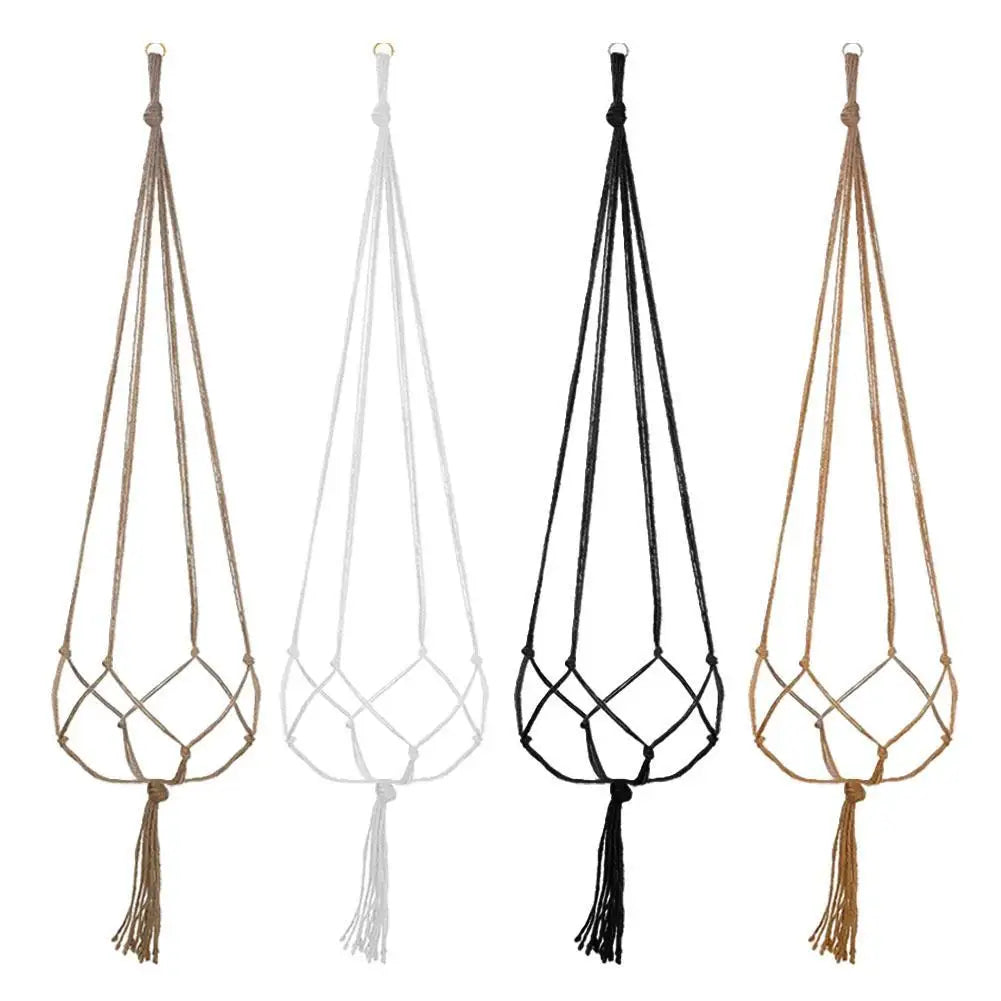 1pcs Braided Rope Hanging Basket Flower Pot Straw Macrame Net Hanger Garden Holder Craft Plant Balcony Decor Accessories