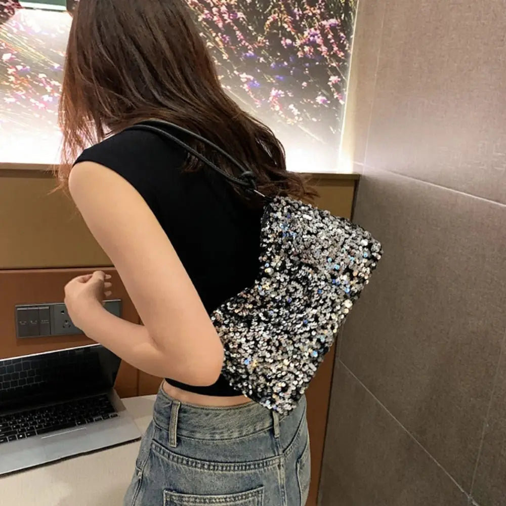 Solid Color Sequins Crossbody Bags Fashion INS Sequins Shoulder Bags Phone Purse Handbag Evening Clutch Bag Girl DIY