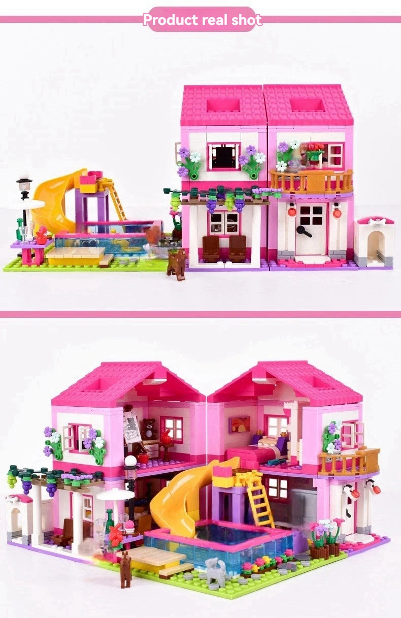 Friends City Series House Summer Holiday Villa Castle Building Blocks Sets Figures Swimming Pool Decor Toys for Kids Girls Gifts