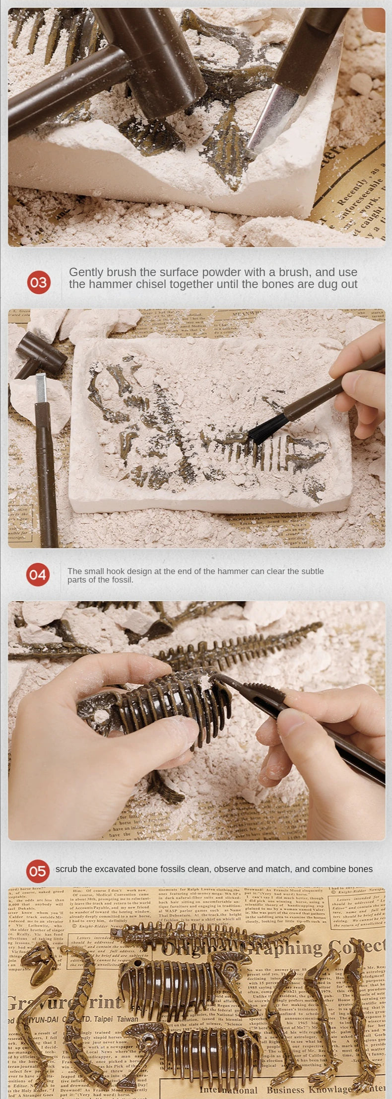 Jurassic World Kids Dinosaur Toy DIY Fossil Archaeology Excavation Kit Skeletons Dig Stem Science Educational Toys for Children
