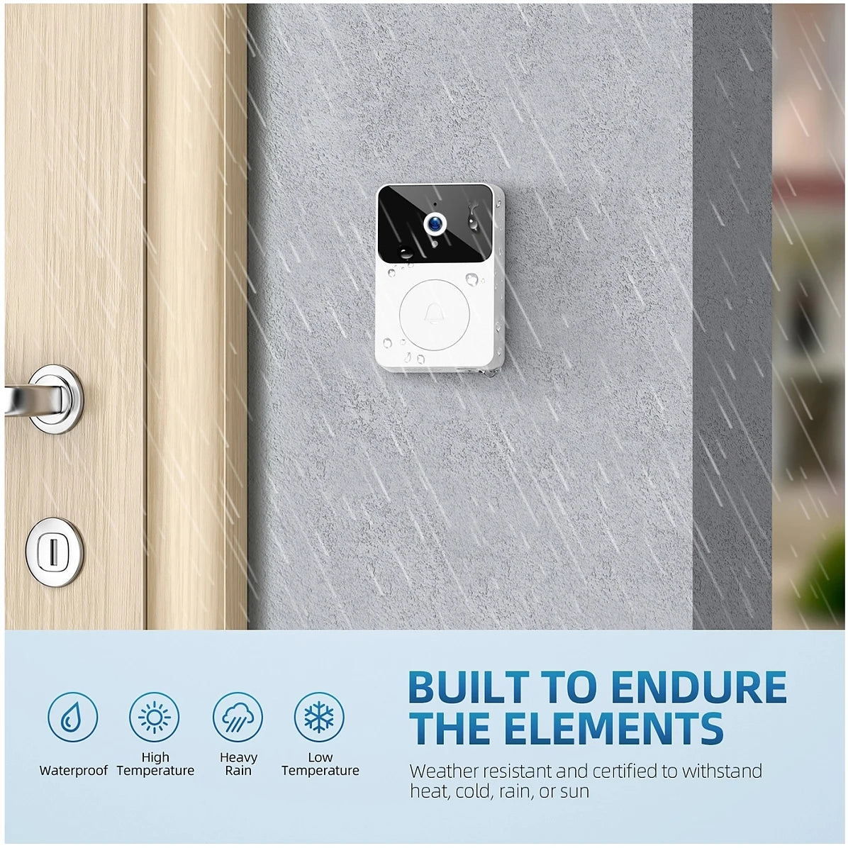 Tuya Wireless Video Doorbell, Smart Doorbell Camera Works with Tuya APP, HD Surveillance with Night Vision & Motion Alerts