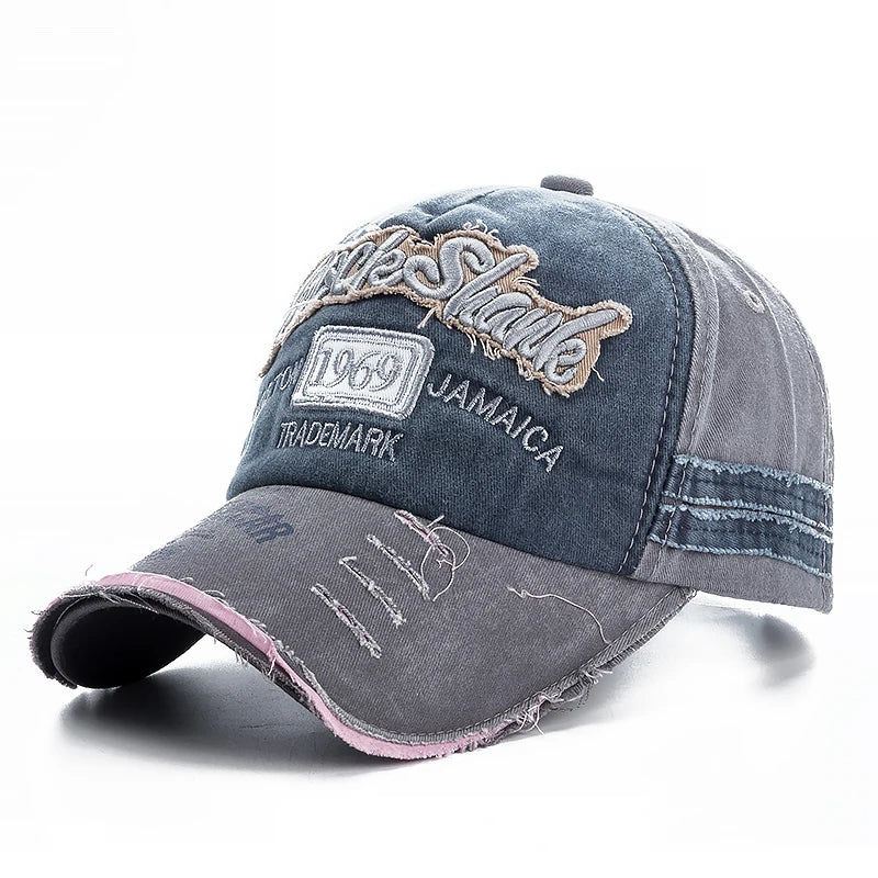 2024 High Quality Washed cowboy letters Cotton Cap For Men Women Adjustable Autdoor Sun protection hat Rock Shark Baseball Caps