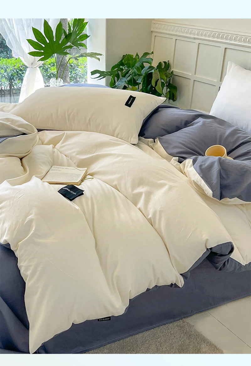 White Bedding Comforter Set with Pillowcase bed sheet Single Full Size Bed Linen Duvet Cover Set Queen/King Double Single Bed