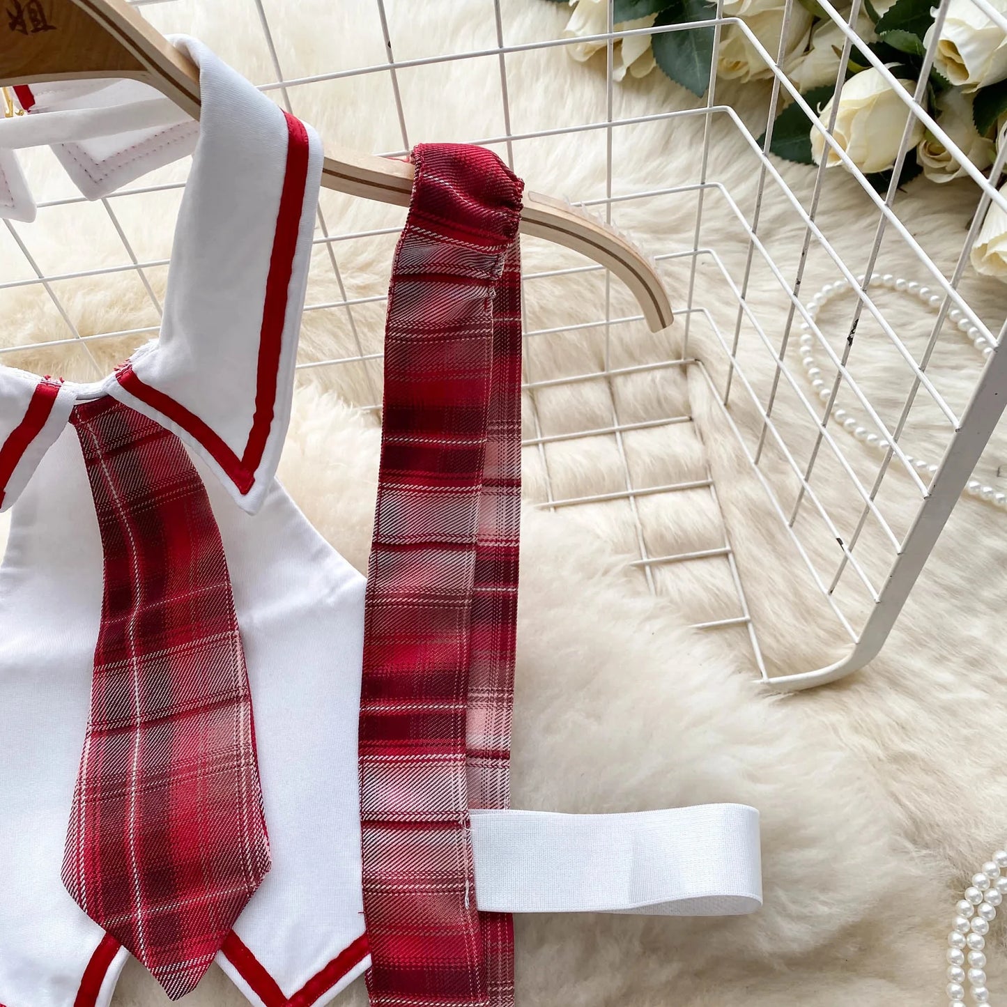 Girls Sexy Cute Japanese JK Uniform Mini Checkered Strap Skirt Off Shoulder High Waist Elastic Cosplay Dress Hot Sweet Pajama