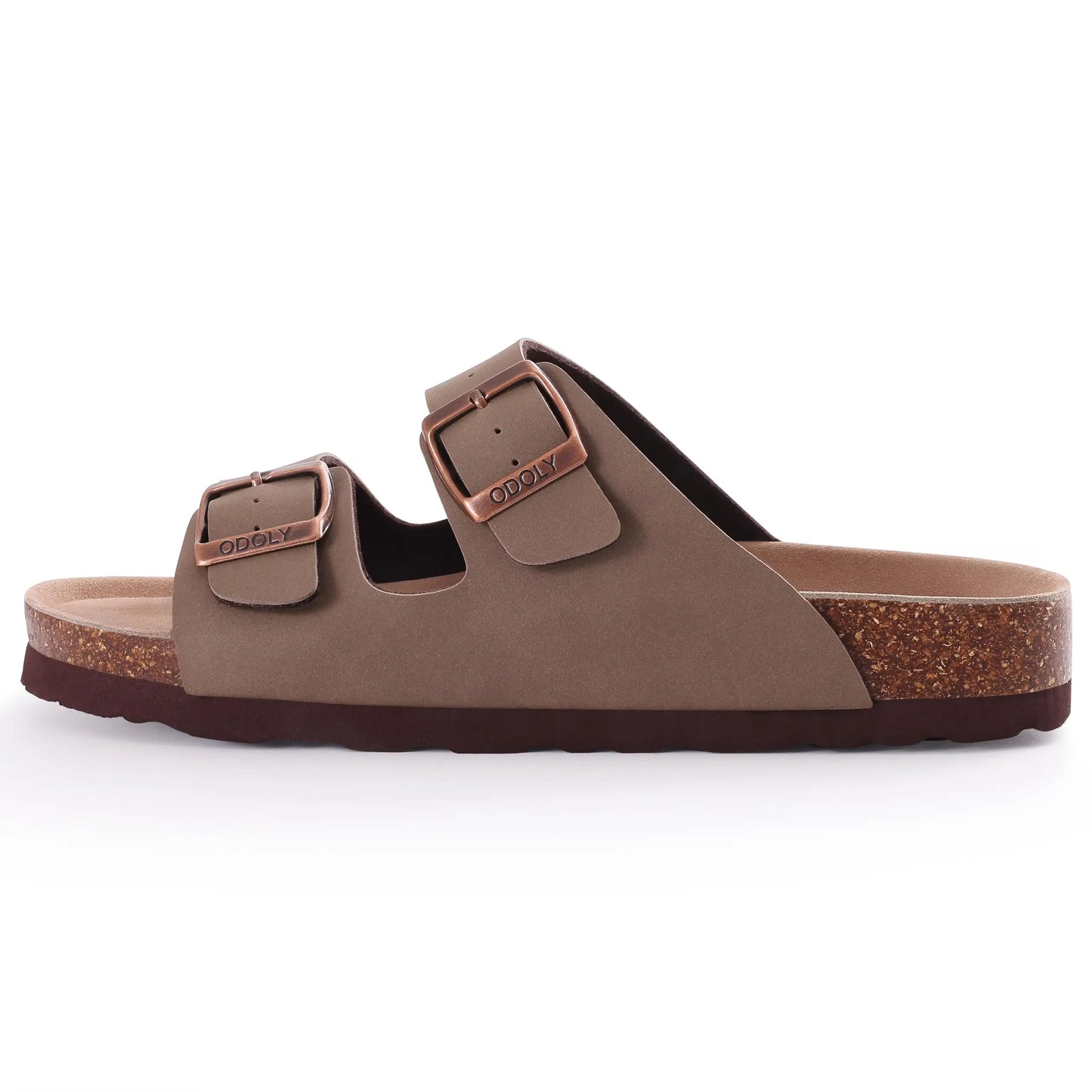 Kidmi Women Cork Suede Mules Slippers Outdoor Antiskid Beach Slippers Classic Cork Footbed Women Sandals With Adjustable Buckle