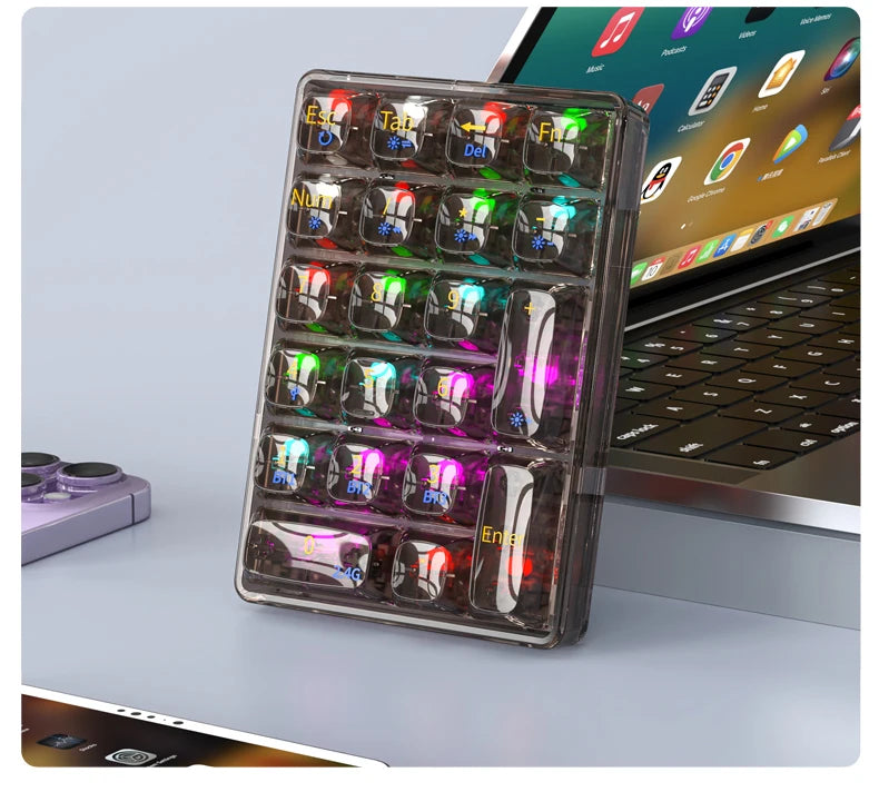 K21 21-Key Mechanical Keyboard, BT/2.4Ghz/USB-C Connection, Colourful Lighting, Full Key Hot-Swap for PC Laptops