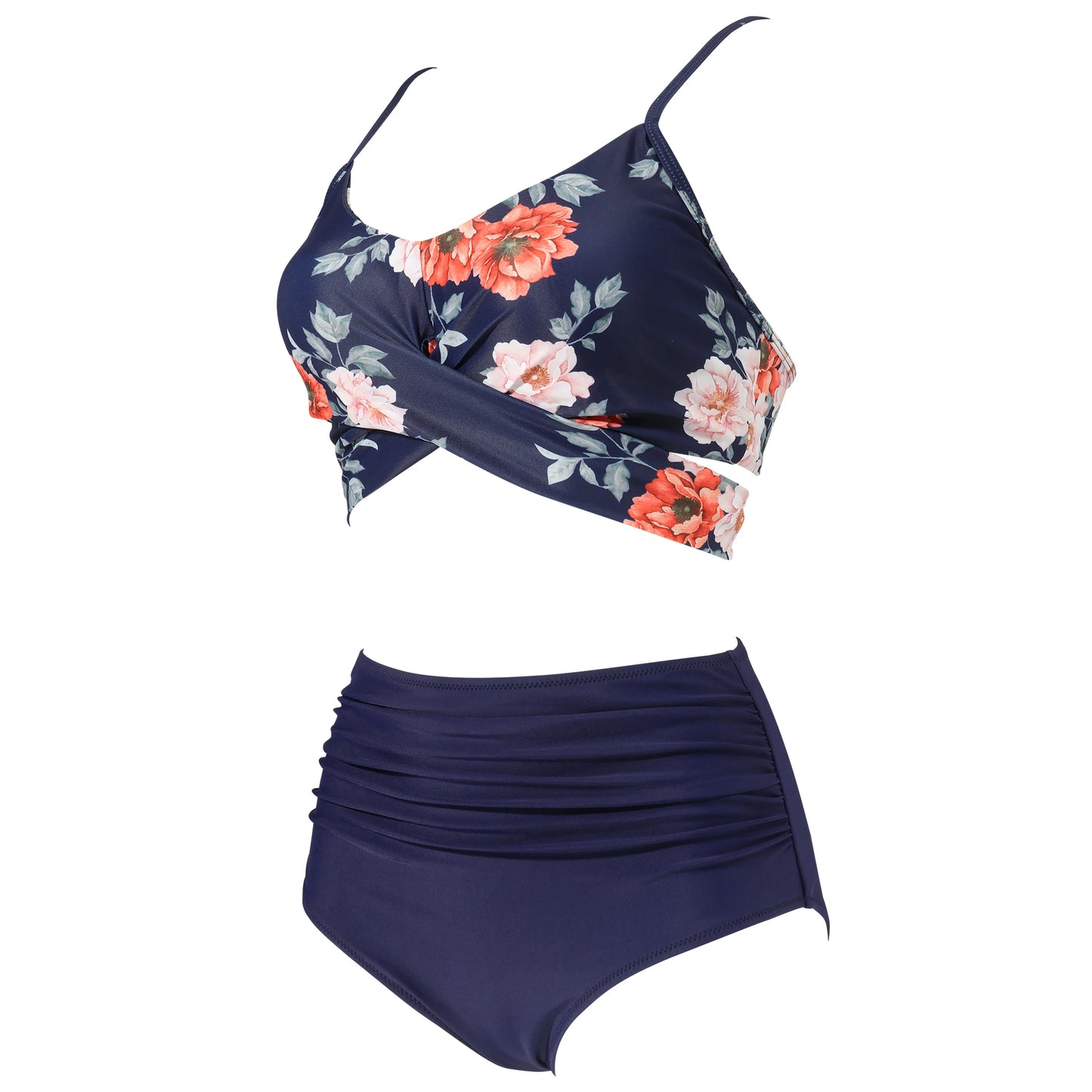 High Waist Sexy Bikini Set 2024 Biquini Swimwear Women Two Pieces Swimsuit Floral Beachwear V-Neck Bathing Suits Female