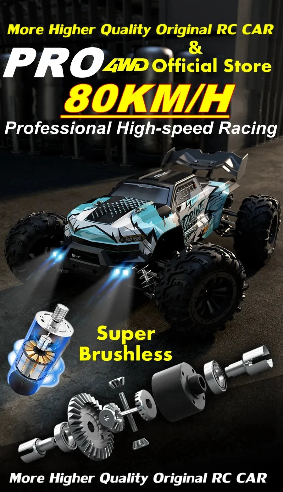 Super Brushless 80KM or 50KM/H 4WD RC Car With LED Remote Control Cars High Speed Drift Racing 4x4 Off Road Truck Kid Adult Toy