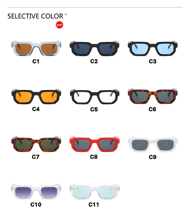 Popular Vintage Sunglasses Women Men Square Sun Glasses Punk Polygon Eye Glasses Goggle for Male Female Rectangle Sunglasses 