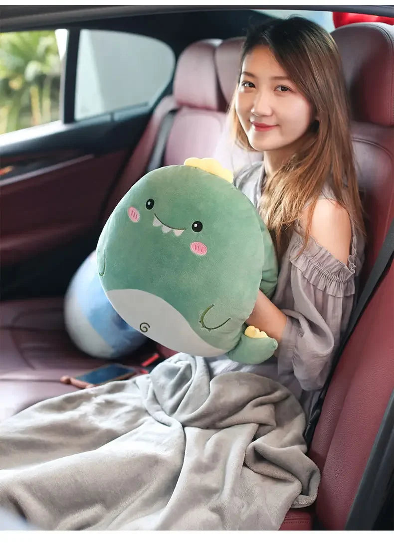 Cute Cushion Blanket 3 in1 Stuffed Hand Warmer Bag Cartoon Animal Pillow Blanket Home Car Travel Pillow for Children Girl Gift