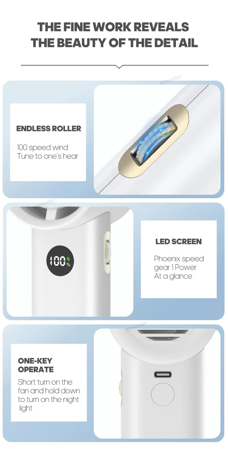 New Digital Handheld Fan High Speed Wind 100 Speeds Cooler Fan Ventilator Turbo Fan Air Circulator Handfan