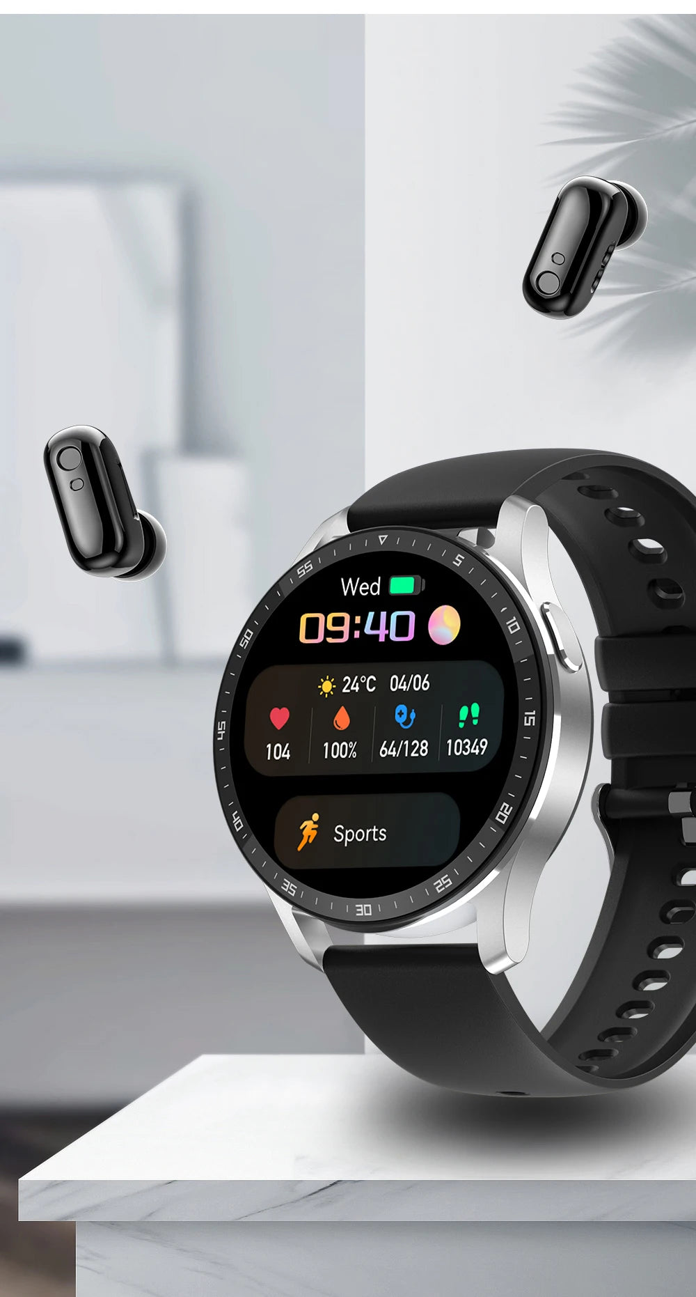 X10 Smart Watch Two In One TWS Wireless Bluetooth Call Headset Full-Touch Large Screen Heart Rate Monitor Sport Music Smartwatch