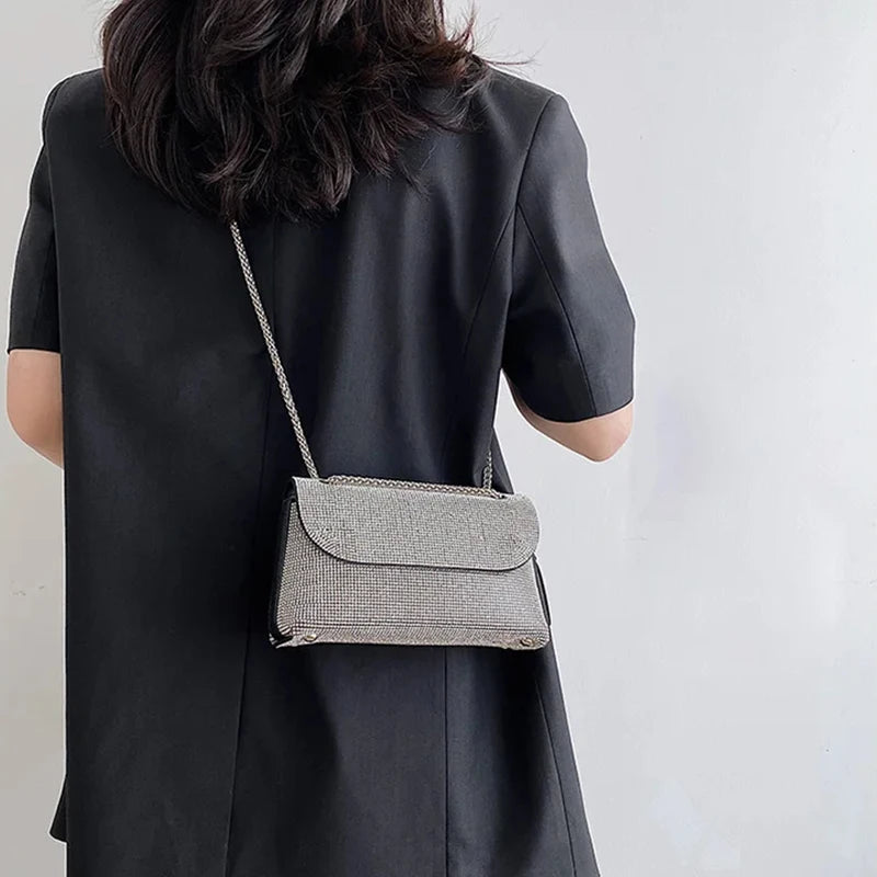 JIOMAY Mini Shoulder Bag for Women Designer Purses and Handbags Bling Rhinestone Clutch Bags Girls Chain Crossbody Bag Wholesale