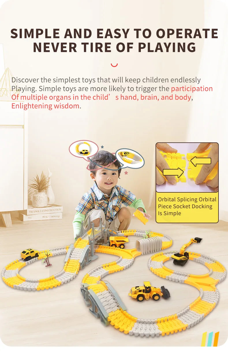 137-467pcs Children Electric Track Toy Car Engineering Car Kids Educational Toys Track Car Train Toys for Children Birthday Gift