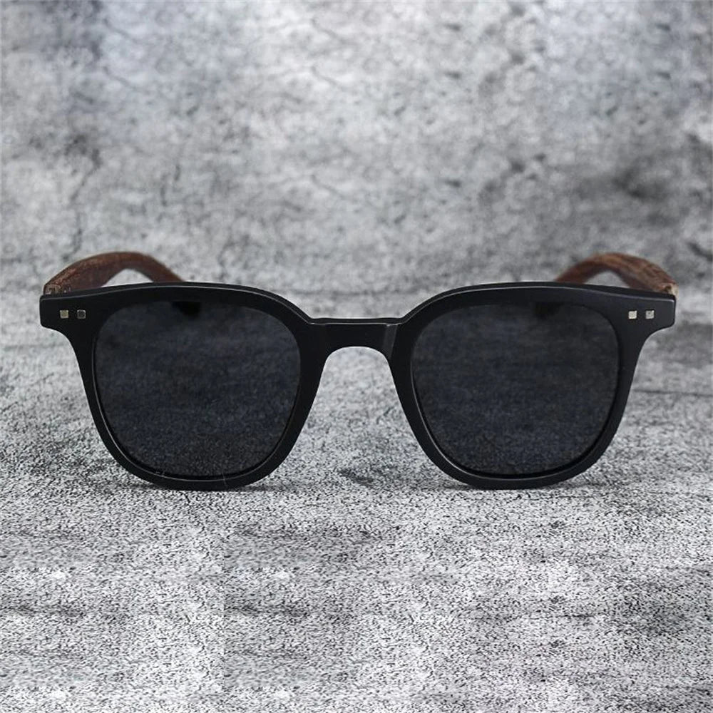 New Men Vintage Wooden Frame Sunglasses Classic Sun Glasses Men Polarized UV Protection Driving Eyewear Outdoor Shades Goggles