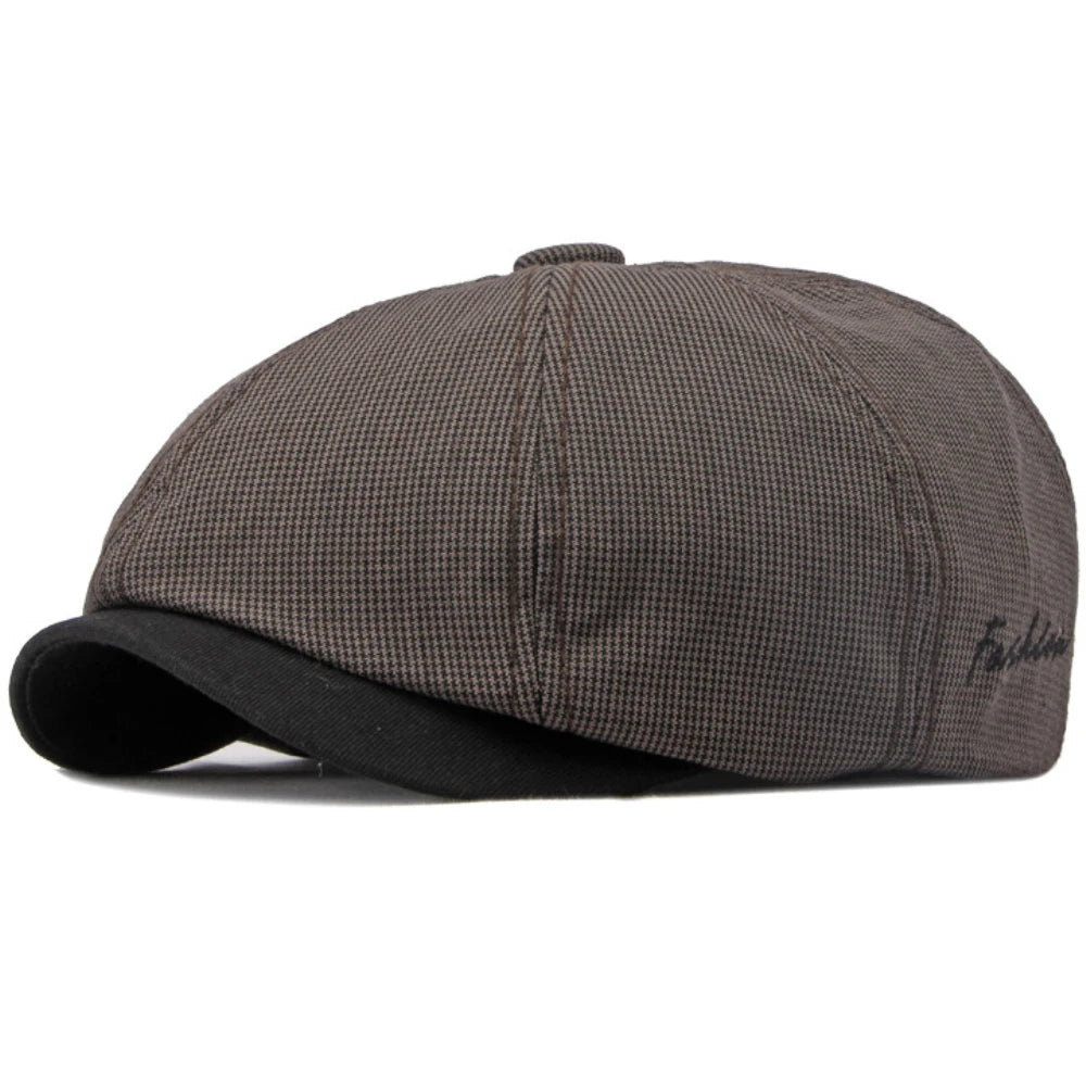 HT4168 Berets Spring Summer Caps for Men Women Artist Painter Octagonal Newsboy Beret Hat Flat Cap Male Female Plaid Beret Cap