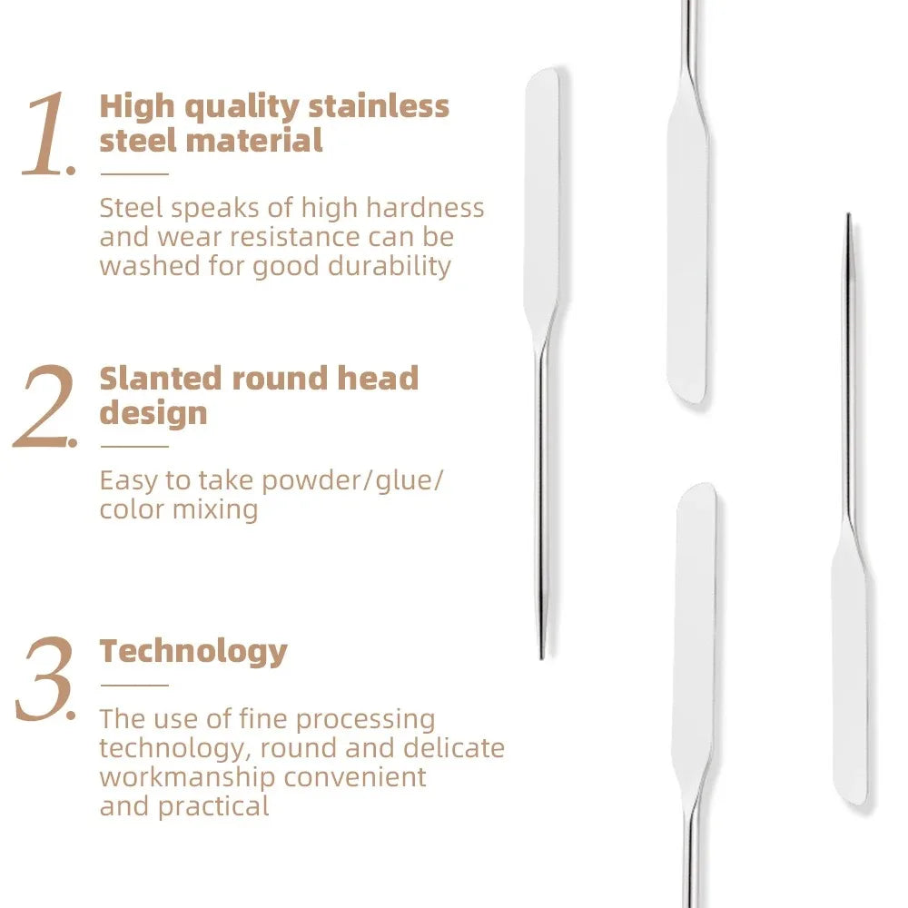 Stainless Steel Makeup Spatula Mixing Stick Foundation Brush Set Eyeshadow Cream Pigment Mixing Tool Face Contour Brush Tool