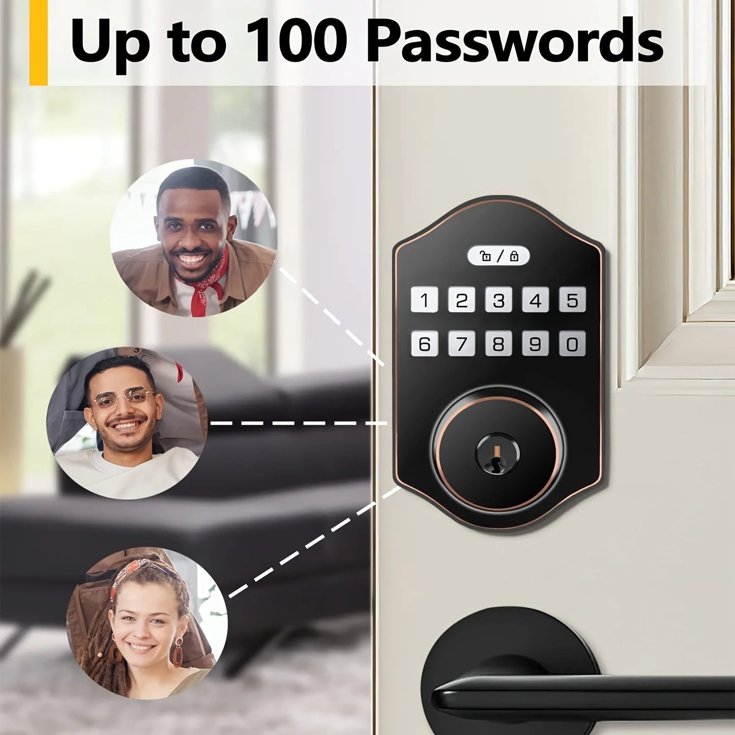 CIEPOJIT Smart Front Door Lock Deadbolt Keyless Entry Locks Digital Keypad Security For Home Unlock with password/key