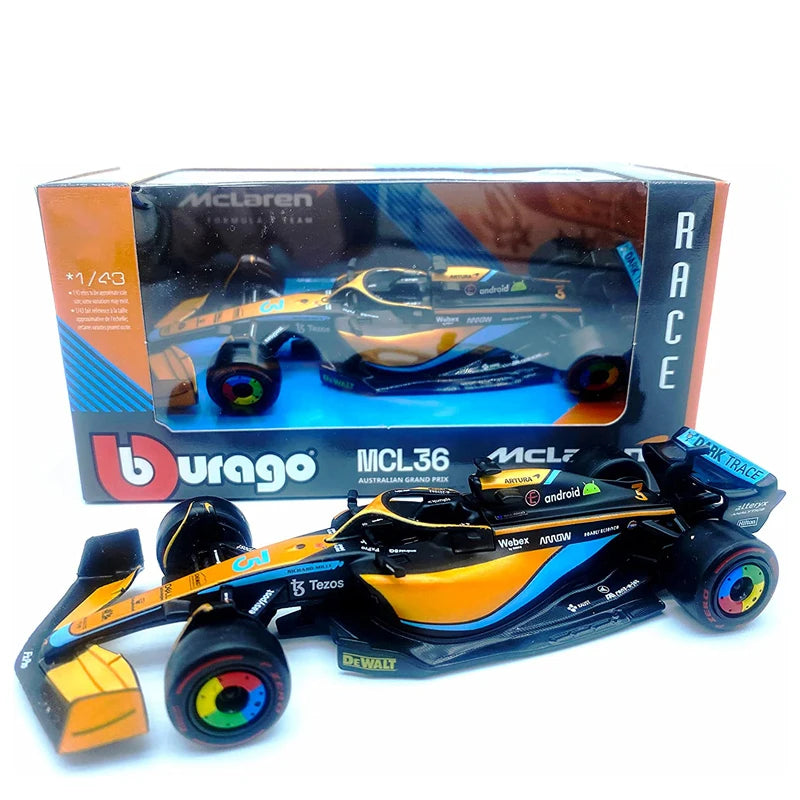 Bburago 1:43 F1 Model Car Mercedes Ferrari Redbull Racing SF23 AlpineA523 AlfaC43 Metal Diecast Verstappen Collectible Miniature