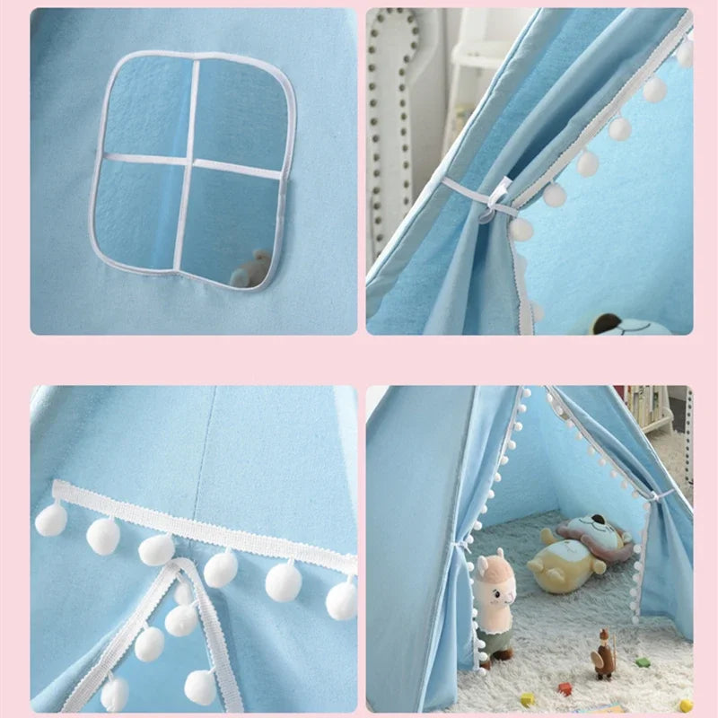 Portable Children Tents Tipi Play House Kids Cotton Canvas Indian Play Tent Wigwam Child Little Beach Teepee Party Room Decor