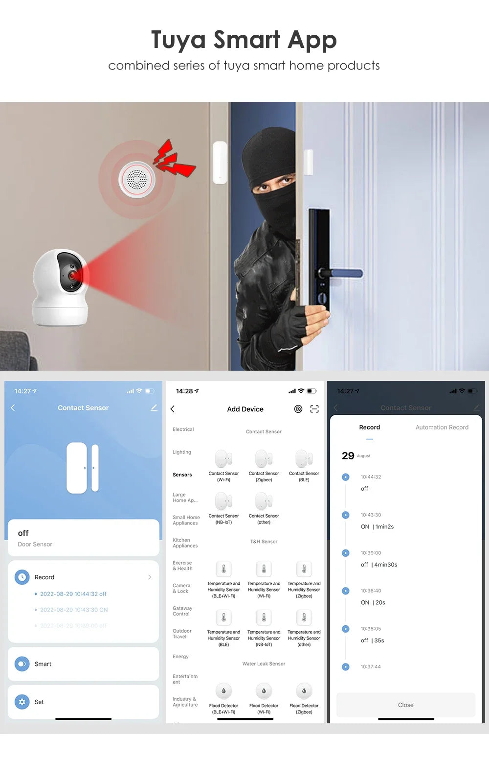Tuya WiFi Door Sensor Window Sensor Smart Home Wireless Door Detector Smart Life APP Remote Control for Alexa Google Home