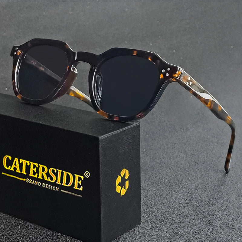 CATERSIDE Retro Polarized Sunglasses Men Ultralight TR90 Frame Polygon Women Sun Glasses Outdoor High Quality Travel Eyewear