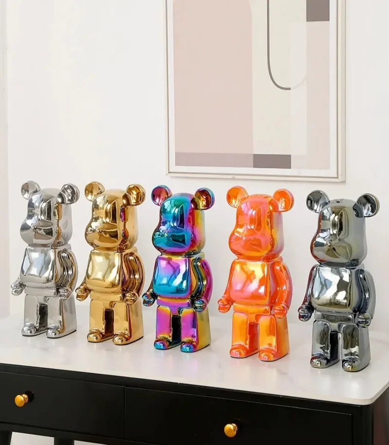 Aesthetic Bear Figure Ceramics Violent Bear Statue Animal Figurine Sculpture Decor Luxury Livingroom Decoration Desk Accessories