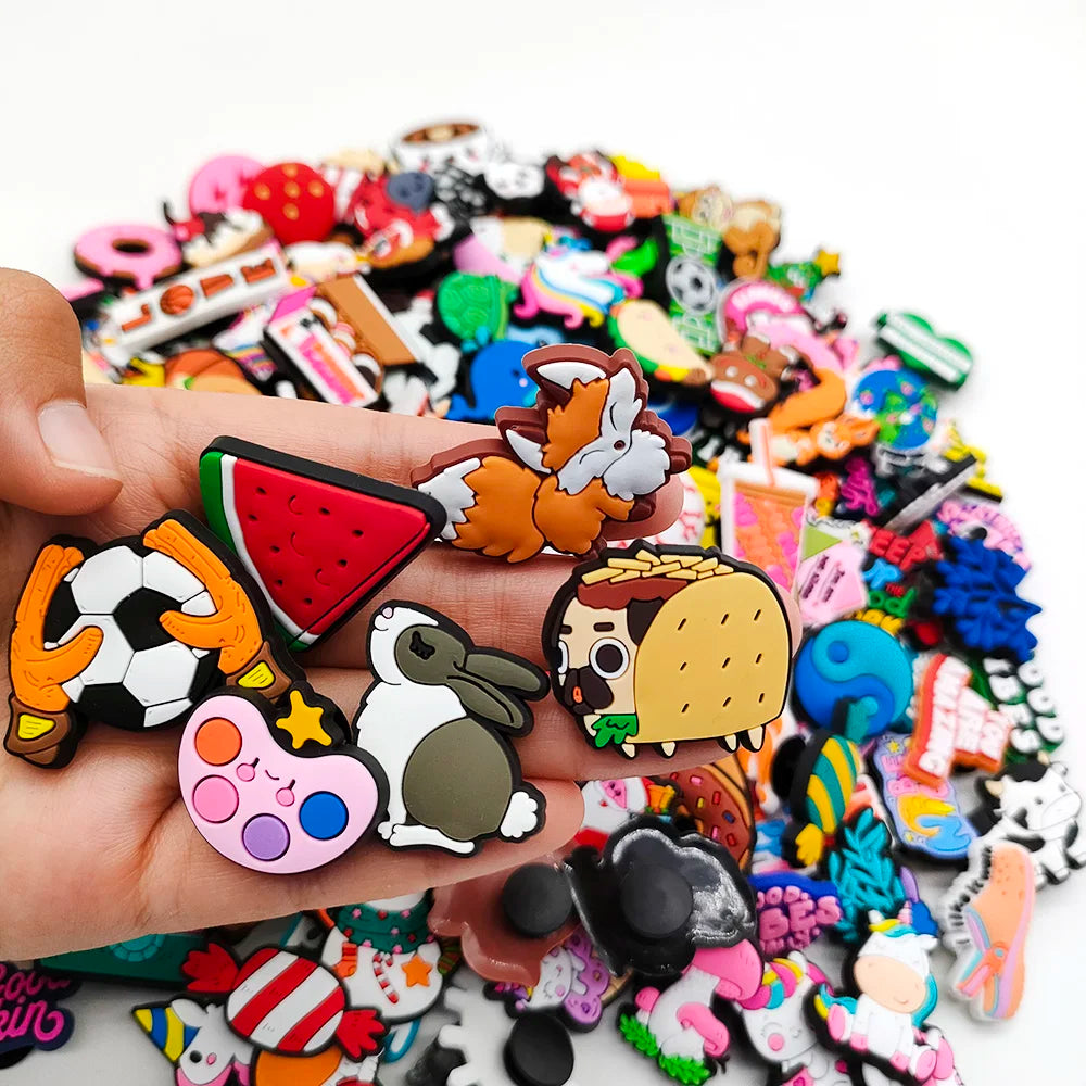 10-500PCS Shoe Charms for PVC Cute Cartoon animal Shoe Decoration Pins shoe Accessories Pack for Girl Boy gift