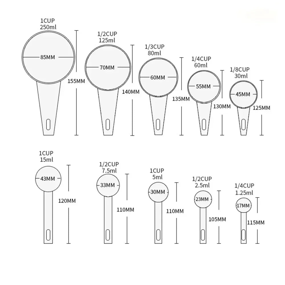 5/10PCS with Scale Measuring Spoon Teaspoon Multipurpose Spoon Cake Baking Flour Food Measuring Cup Scoop Home Kitchen Cooking