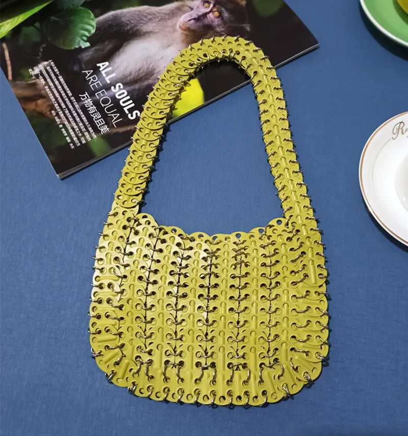 luxury Women Bags Designer Metal Sequins Chain Woven Bag Hollow Evening Bags Clutch Female Travel Holiday Shoulder Bag Handbag