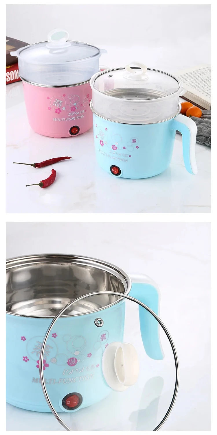 Multifunction Mini Electric Cooker 1-2 People Portable Hot Pot Multi Ramen Pot Mini Rice Cook Home Kitchen Appliance Korea 220V