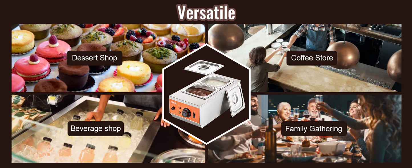 VEVOR 2 3 Tanks Electric Chocolate Tempering Machine Chocolate cascade Melting Pot for Kitchen home appliance