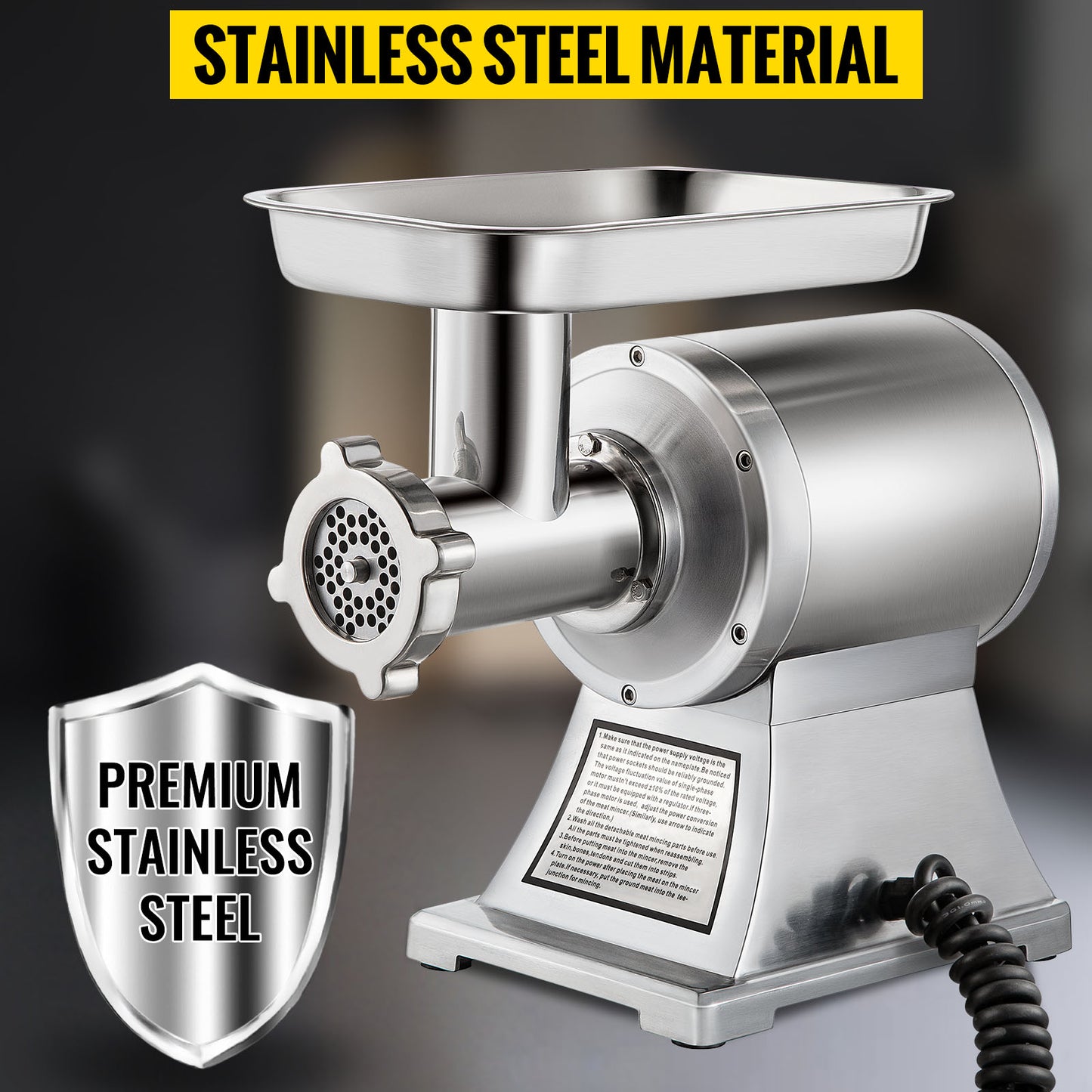 VEVOR 250Kg/H Electric Meat Mincer Grinder 1100W Commercial Kitchen Chopper Food Processor Sausage Maker Machine Home Appliance
