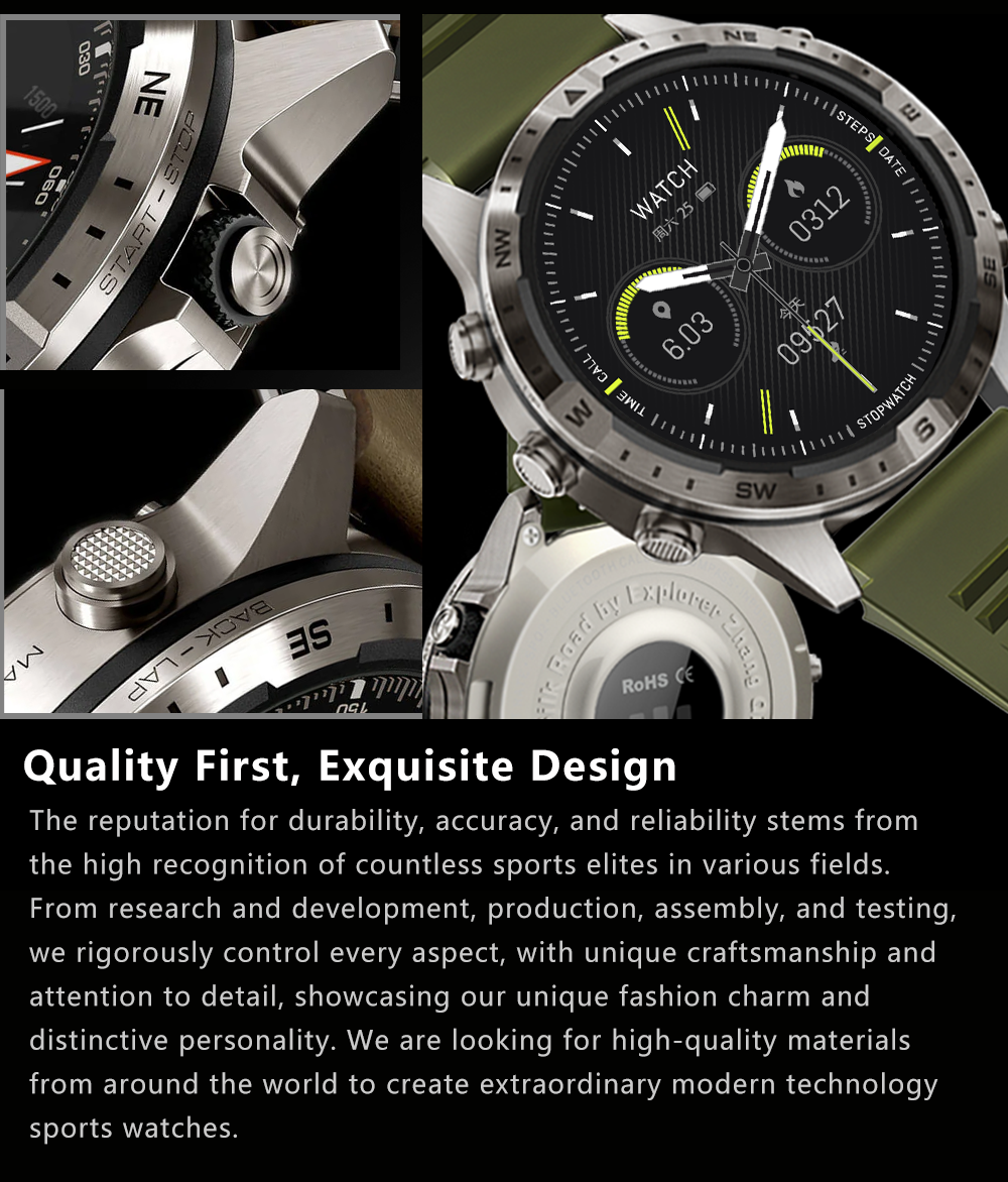 Aolon GT5pro Smart Watch Men 1.6 inch Full Screen HD Bluetooth Call 100+Sport Fitness Tracker Waterproof Smartwatch With compass