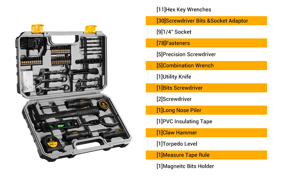 DEKO Tool Kit Set Box Home Repair Tools Basic Hand Toolbox Sets 148Piece.
