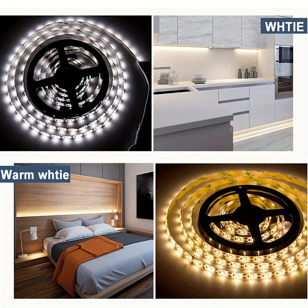 5V USB LED Strip Light Warm/White Flexible Lamp Christmas Decoration For TV Backlight DIY Lighting Bedrooms Cabinets Kitchens