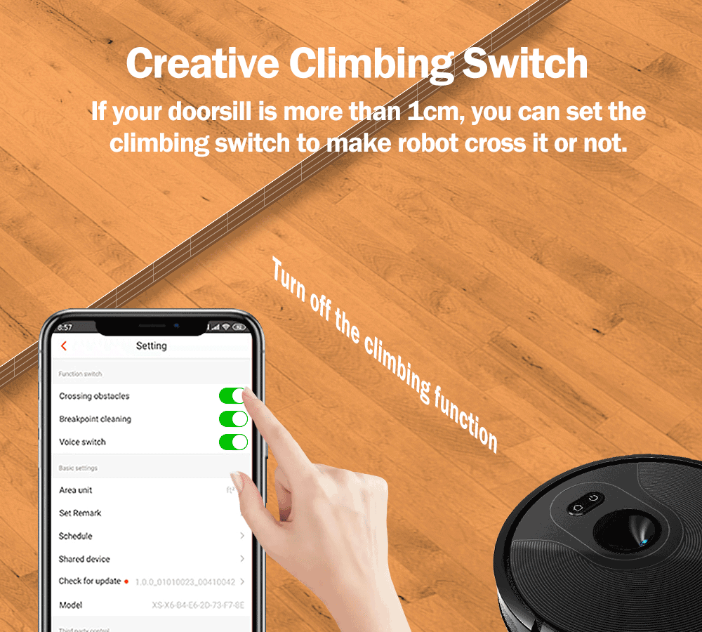 Robot Vacuum Cleaner ABIR X6 , 6000PA Suction, Smart Eye System,APP Virtual Barrier,Smart Home Appliance,Auto Floor Mopping