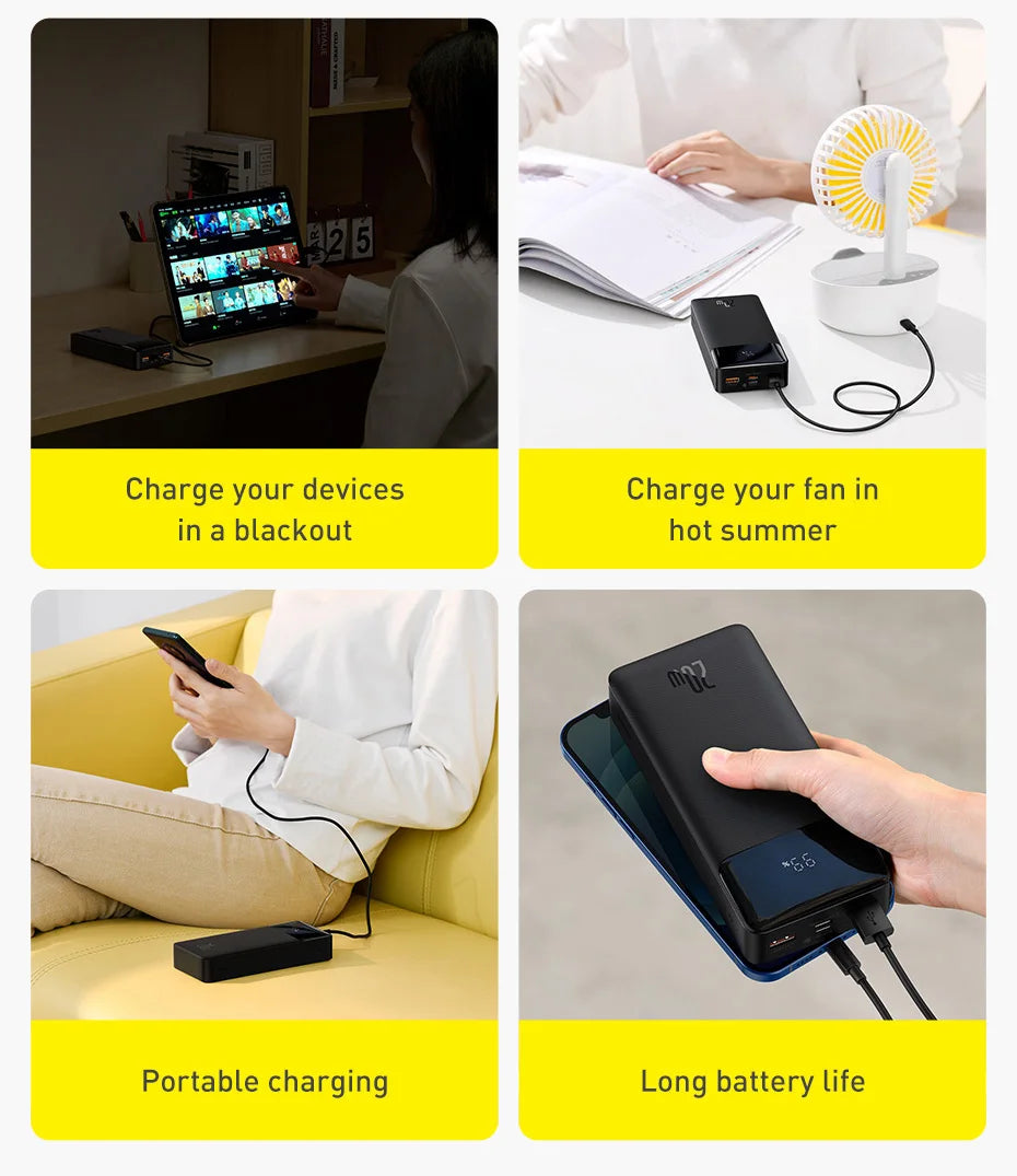 Baseus Power Bank 20000mAh Portable Charger Powerbank 10000mAh External Battery PD 20W Fast Charging For iPhone Xiaomi PoverBank