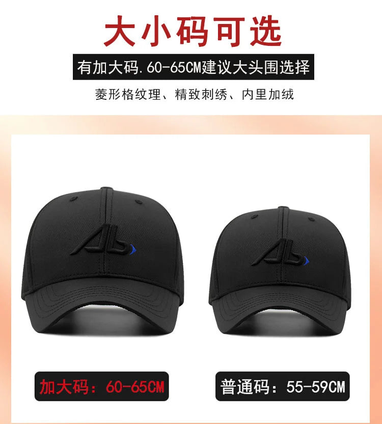 Dad Winter Thick Warm Fur Lining Baseball Cap Male Outdoors Snow Sport Hat Big Size Snapback Caps 55-59cm 60-65cm