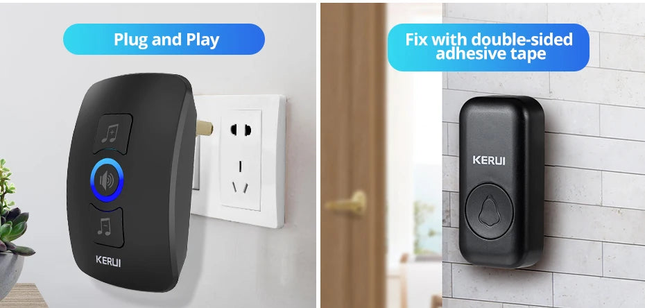 KERUI M525 Outdoor Wireless Doorbell Waterproof Smart Home Door Bell Chime Kit LED Flash Security Alarm Welcome House Melodies